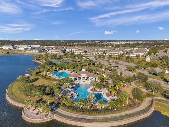 bird's eye view featuring a water view