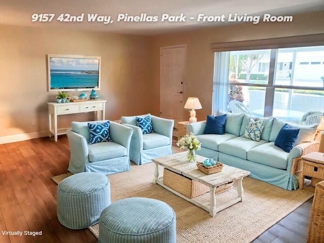 living room featuring wood-type flooring