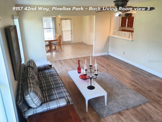 living room with wood-type flooring