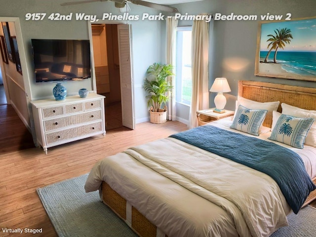 bedroom with light hardwood / wood-style flooring