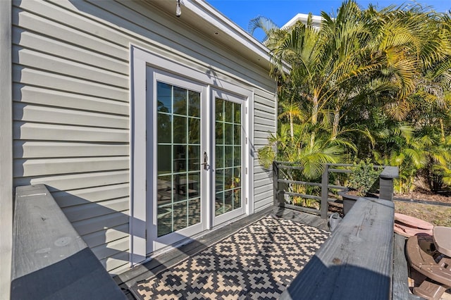 view of side of home featuring french doors