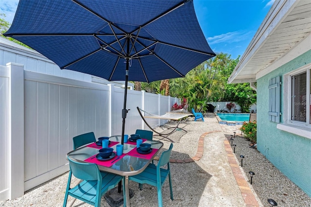 view of patio / terrace with a fenced in pool