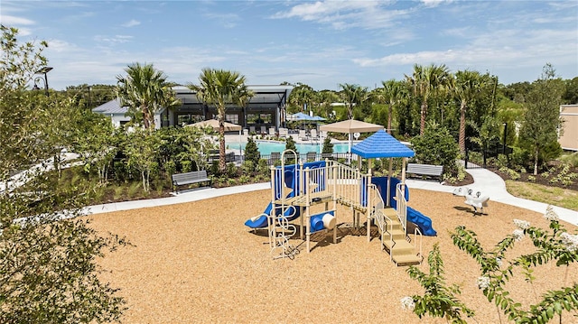 view of play area with glass enclosure