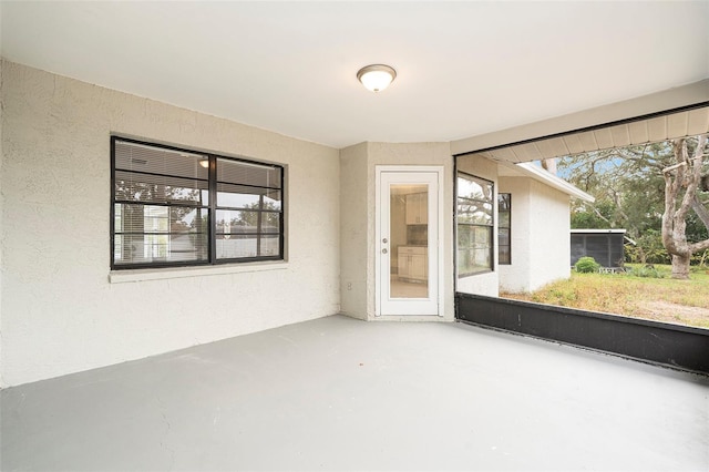 view of unfurnished sunroom