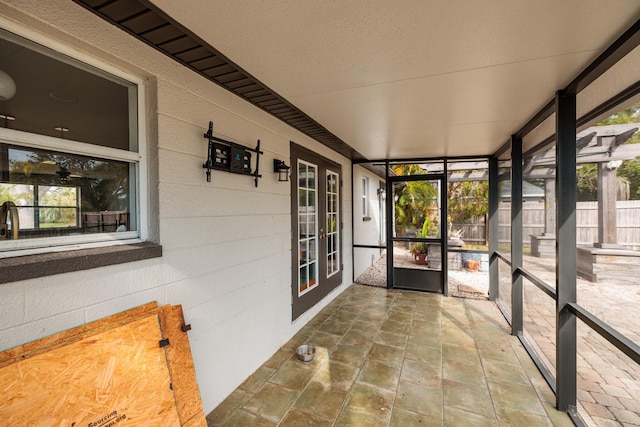 view of unfurnished sunroom