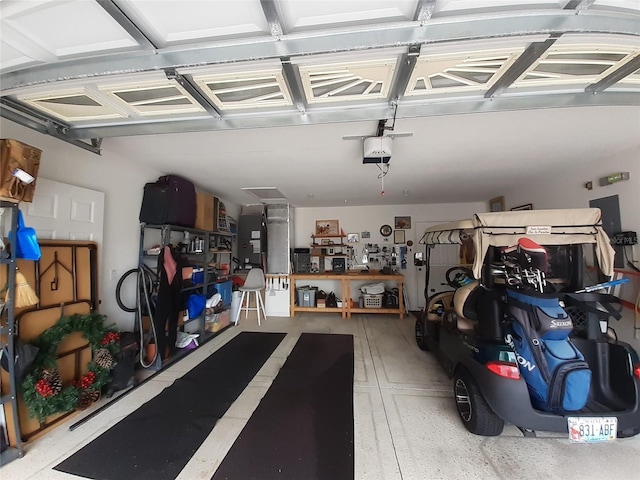 garage with a garage door opener