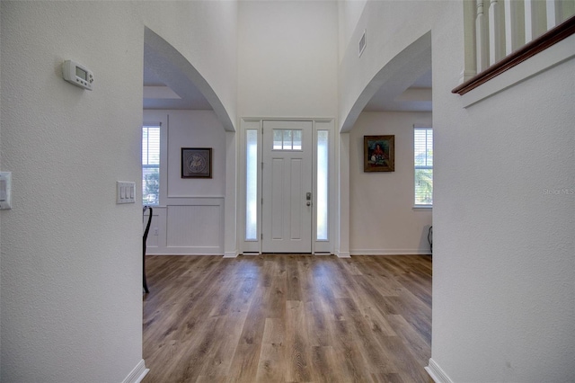 entrance foyer with light wood-type flooring