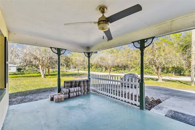 view of patio with ceiling fan