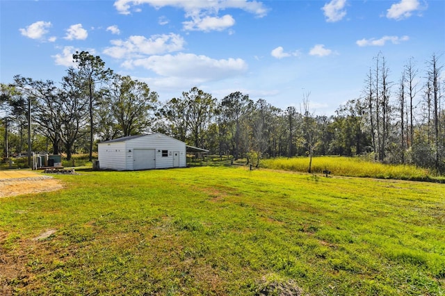 view of yard with an outdoor structure