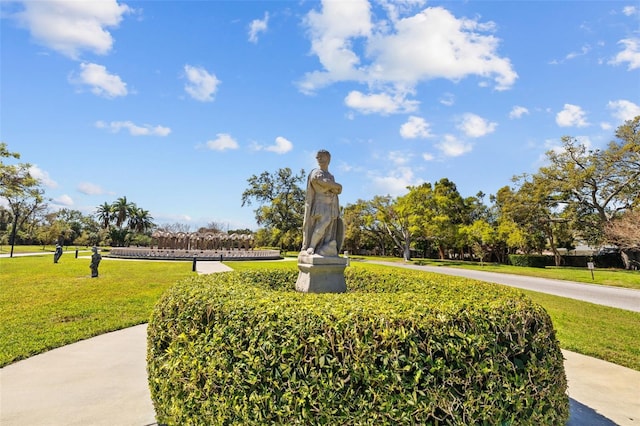 view of property's community featuring a yard