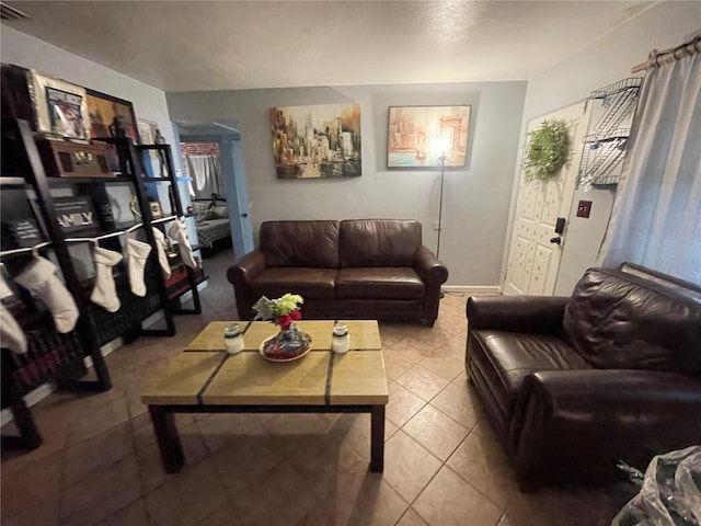 view of tiled living room