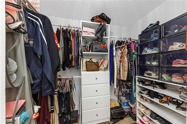 spacious closet with wood finished floors