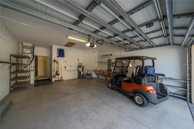 garage with a garage door opener