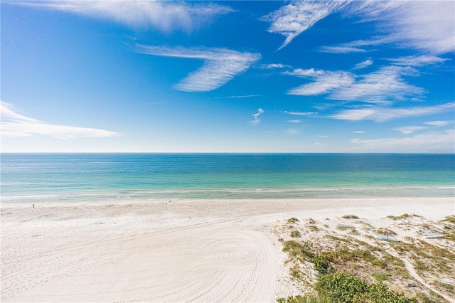 property view of water with a beach view