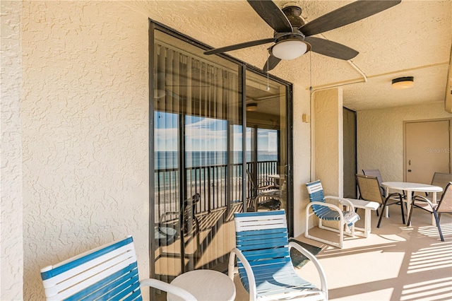 balcony with ceiling fan