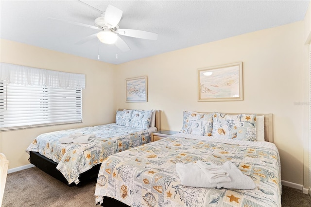 bedroom featuring carpet flooring and ceiling fan