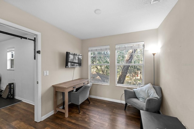 office area featuring dark hardwood / wood-style flooring