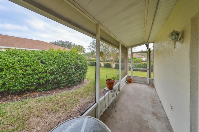 view of unfurnished sunroom