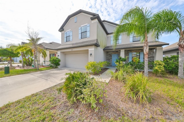 view of front of house with a garage