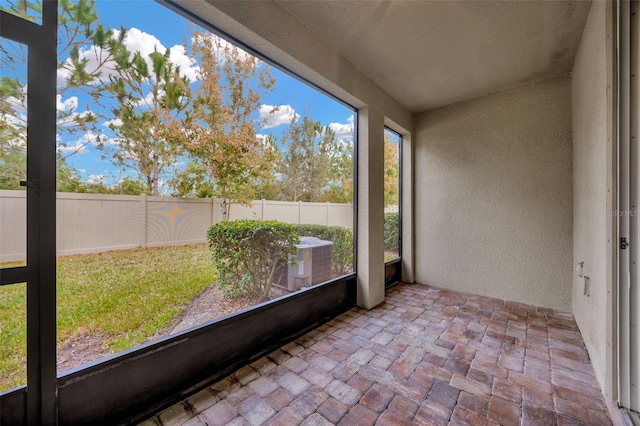 view of unfurnished sunroom