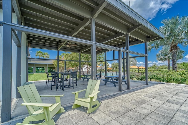 view of patio / terrace featuring ceiling fan