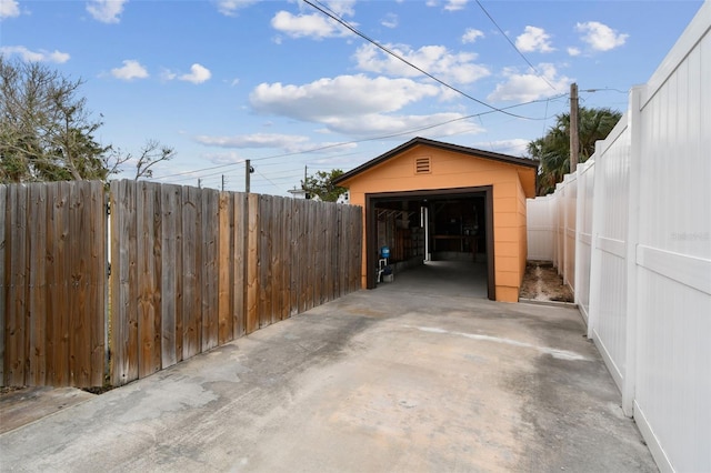 view of garage