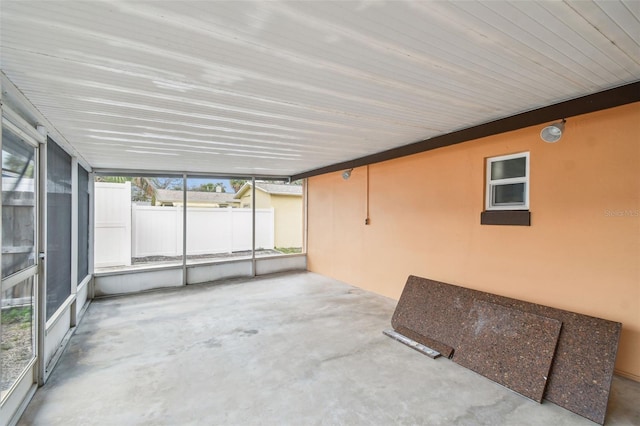 view of unfurnished sunroom