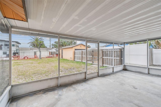 view of unfurnished sunroom