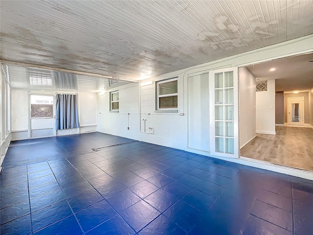 interior space with wood ceiling