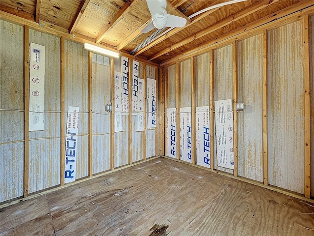 interior space featuring ceiling fan