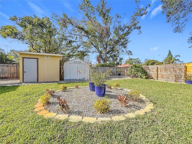 view of yard with a shed