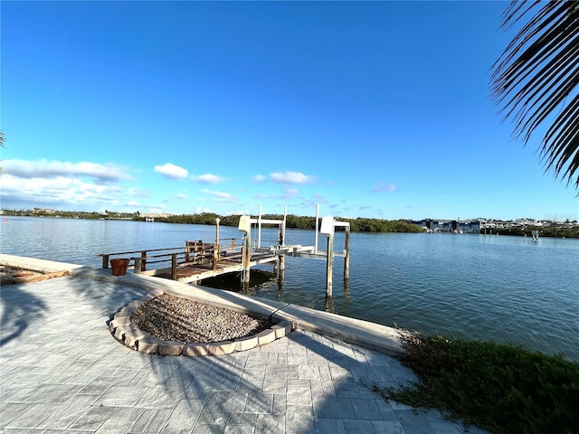 view of dock featuring a water view