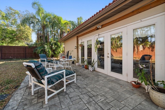 view of patio / terrace featuring french doors