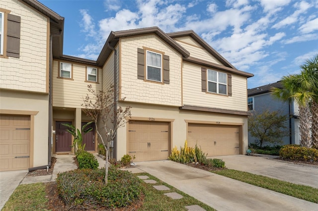 view of property featuring a garage