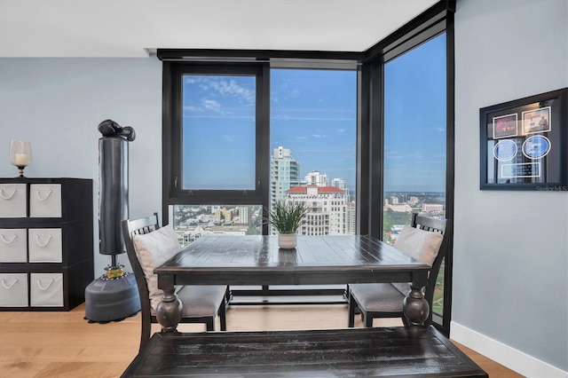 dining space featuring hardwood / wood-style flooring