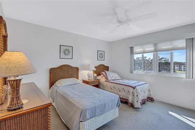 bedroom featuring carpet flooring and ceiling fan