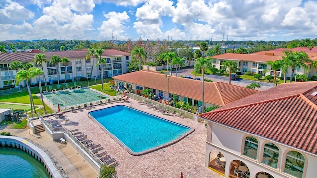 view of swimming pool featuring a patio