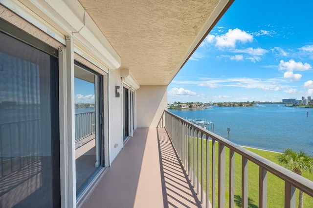 balcony with a water view