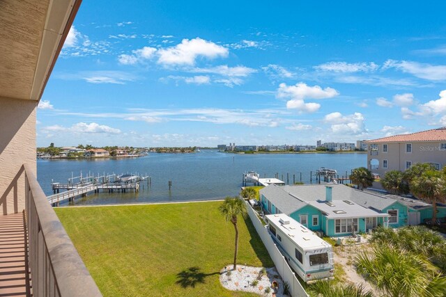8701 Blind Pass Rd Unit 306B, St Pete Beach, FL 33706 - water view featuring a boat dock and boat lift