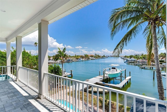 view of dock featuring a water view