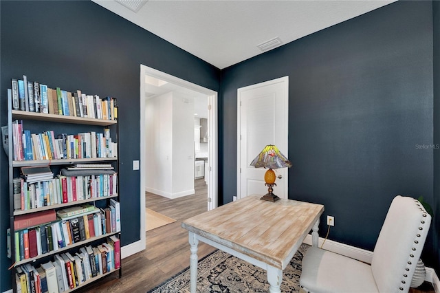 office area featuring hardwood / wood-style flooring