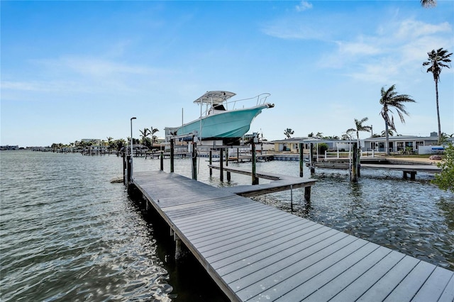 dock area featuring a water view