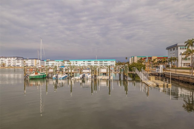 water view with a boat dock