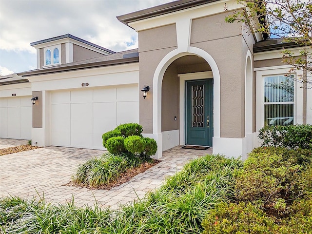 entrance to property with a garage