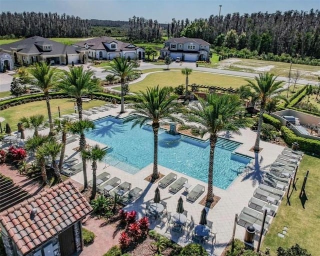 view of pool featuring central AC