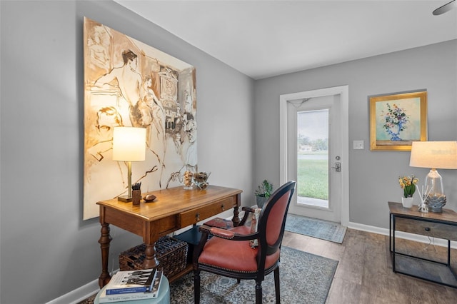 office with hardwood / wood-style floors