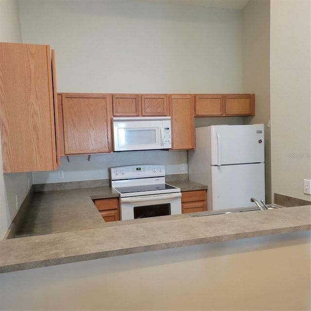 kitchen with white appliances and sink