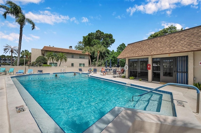 view of pool with a patio area