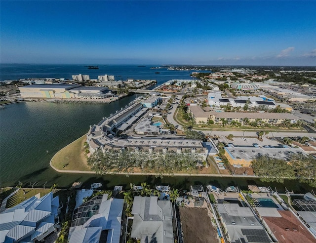 bird's eye view featuring a water view