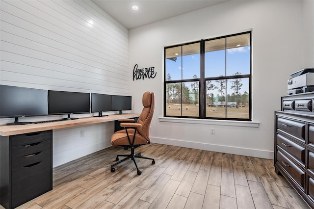 office area featuring light wood-type flooring